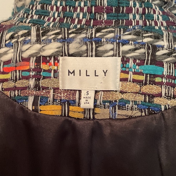 Milly Multi Colored Jacket with Black Fringe Detail and Gold Metal Roping. - Picture 11 of 14